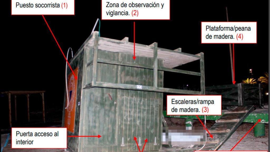 El análisis que hace la Guardia Civil de la caseta de socorrista que arrebató la vida a Álvaro, el 2 de agosto de 2022, tras desplomarse y dar una vuelta de campana.