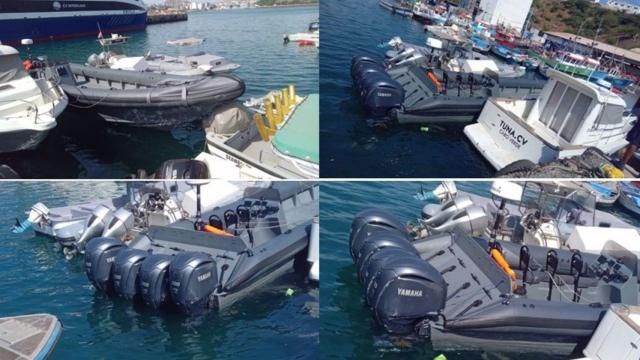 Lancha interceptada en el Golfo de Guinea. Foto: Policía Judiciaria de Cabo Verde.