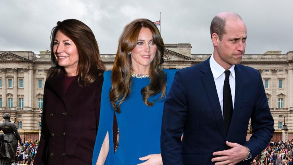 Carole Middleton, Kate Middleton y Guillermo de Inglaterra.