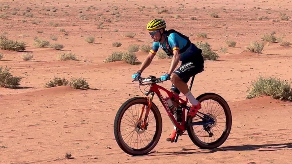 Luis León Sánchez, en su nueva faceta con la mountain bike.