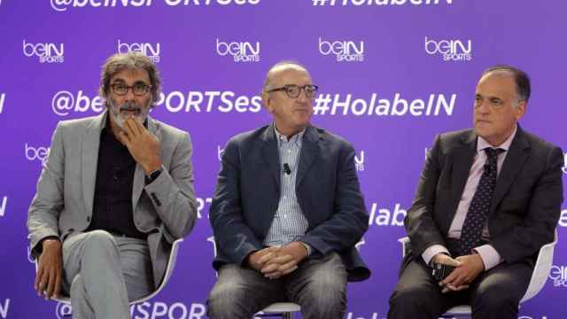 Tatxo Benet, Jaume Roures y Javier Tebas en una foto de archivo durante un acto de BeIn Sports y LaLiga