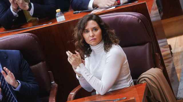 La presidenta de la Comunidad de Madrid, Isabel Díaz Ayuso, este jueves 14 de diciembre en la Asamblea de Madrid.