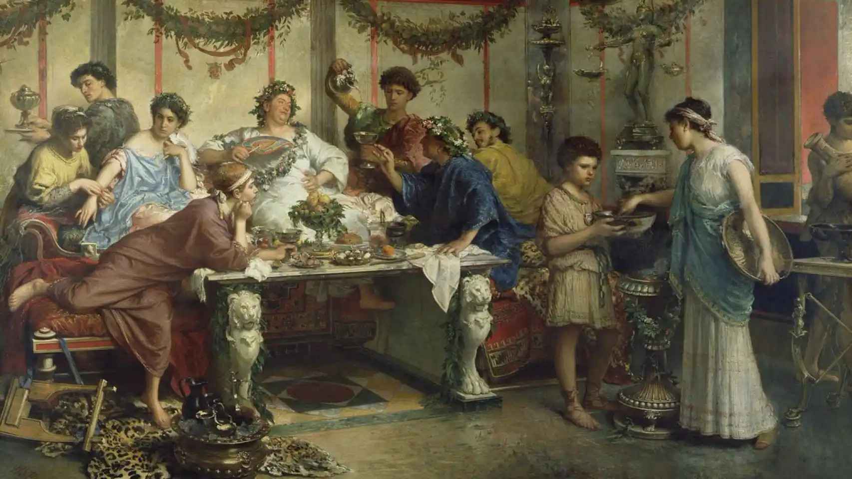 Cuadro representado un banquete romano