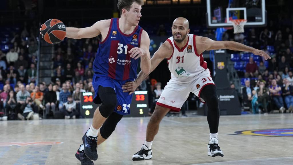 Jokubaitis, con el esférico en el partido ante el Olimpia Milán.