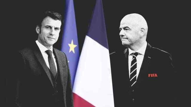 Emmanuel Macron y Gianni Infantino, en un fotomontaje