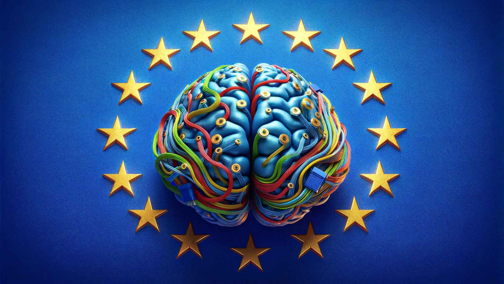 Imagen generada con inteligencia artificial sobre la regulación que afecta a esta tecnología en la Unión Europea. D+I.