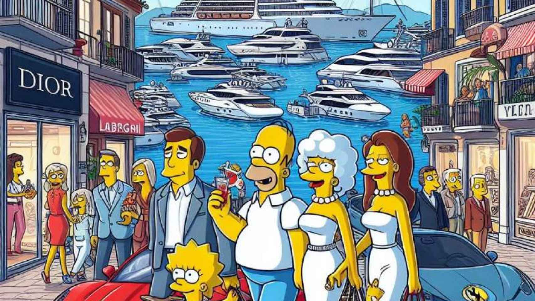 Los Simpsons en Puerto Banús.