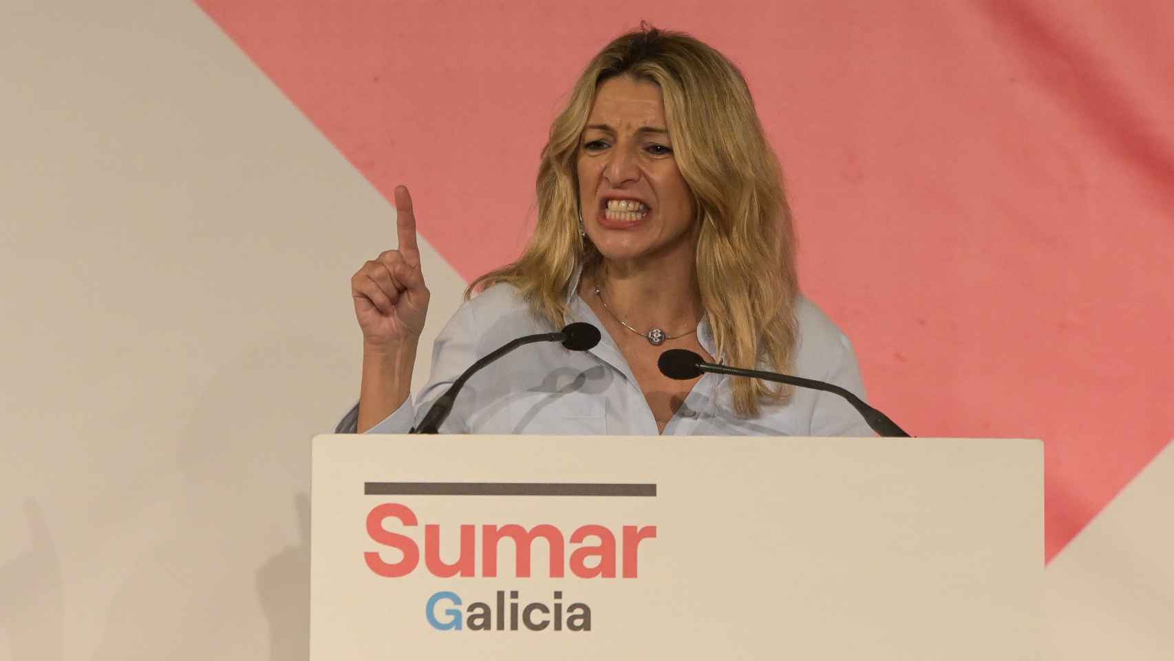 Yolanda Díaz, líder de Sumar y vicepresidenta segunda del Gobierno, interviene durante la presentación del proyecto de Sumar Galicia.