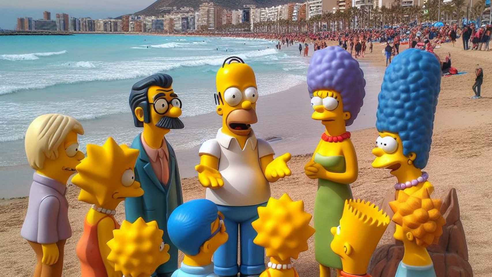 Los Simpson en la playa.