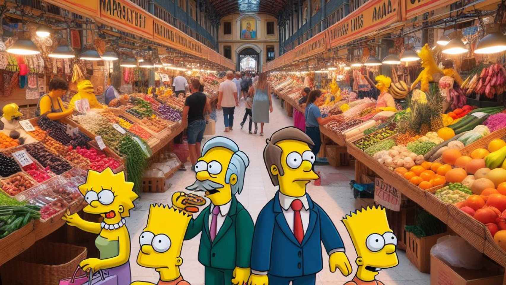 Los Simpson compran en el Mercado Central de Alicante.