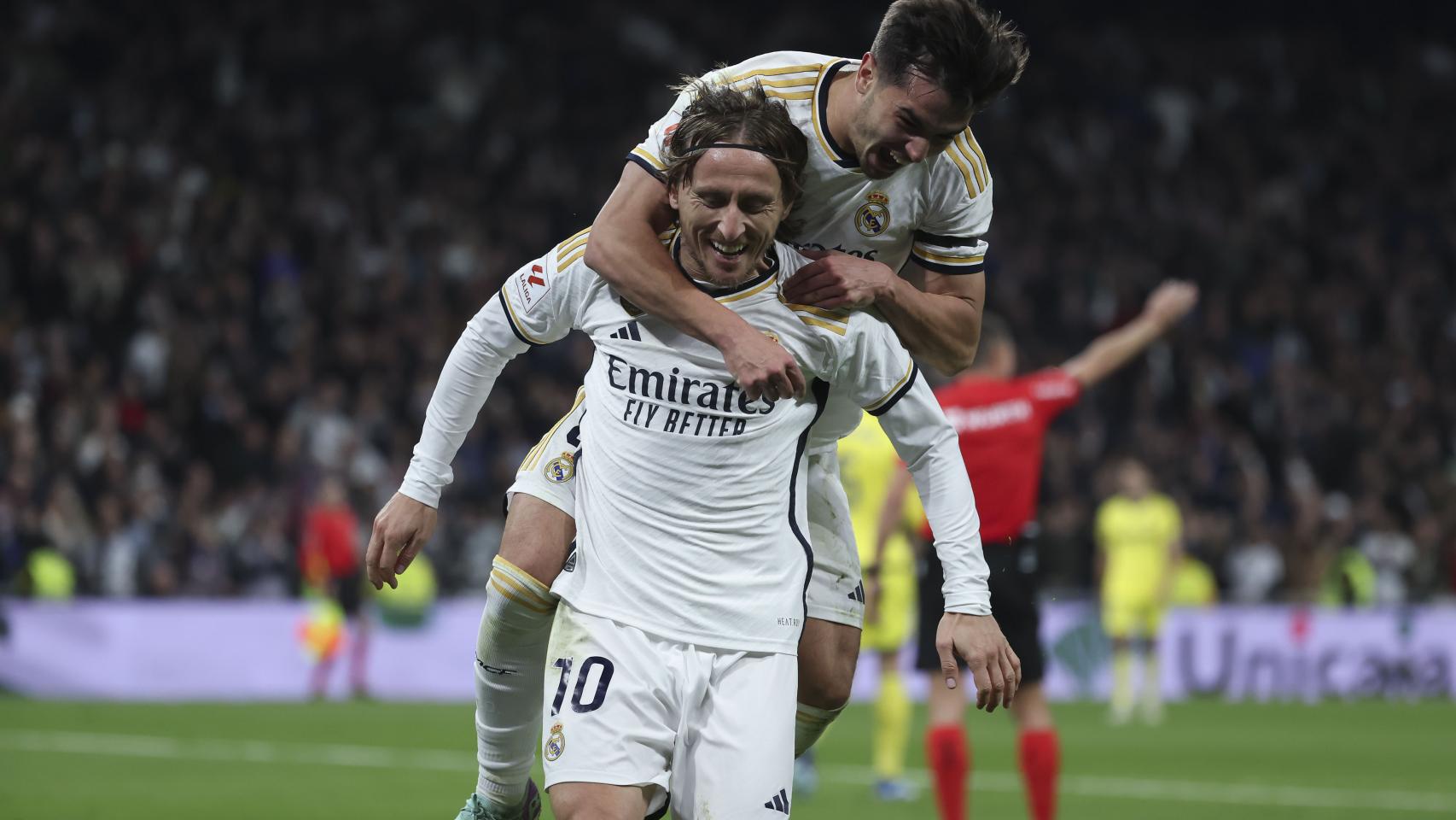 Modric celebra su gol contra el Villarreal