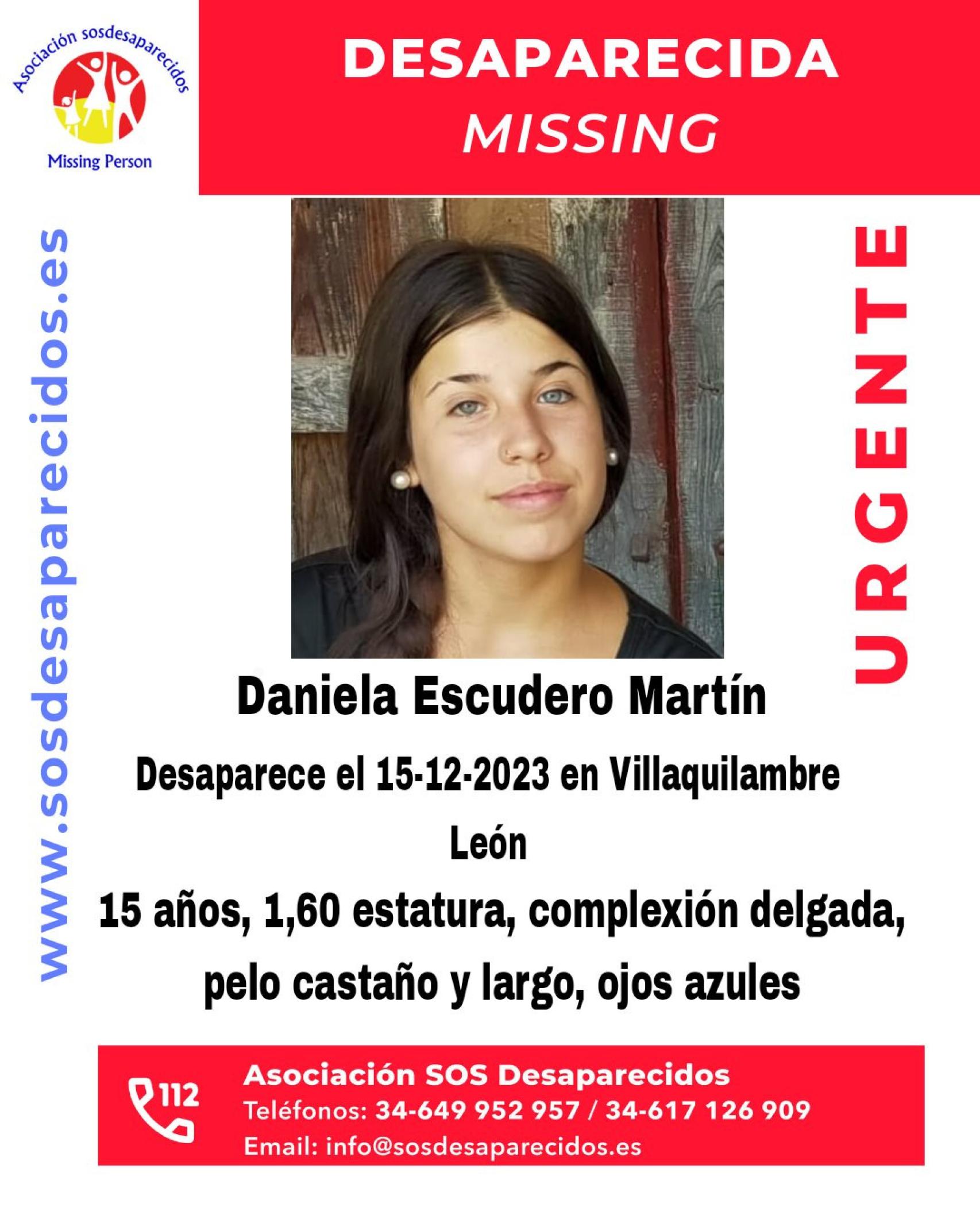 Cartel alertando de la desaparición de Daniela Escudero