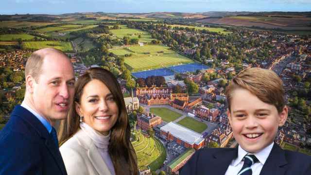 Montaje de EL ESPAÑOL del príncipe Guillermo, Kate Middleton y el príncipe George con el Marlborough College.