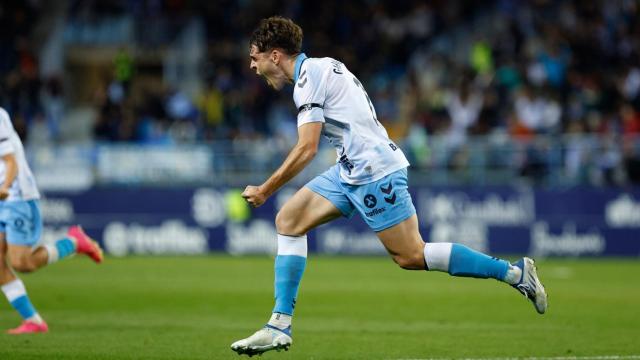 Gabilondo celebra su primer gol con el Málaga CF