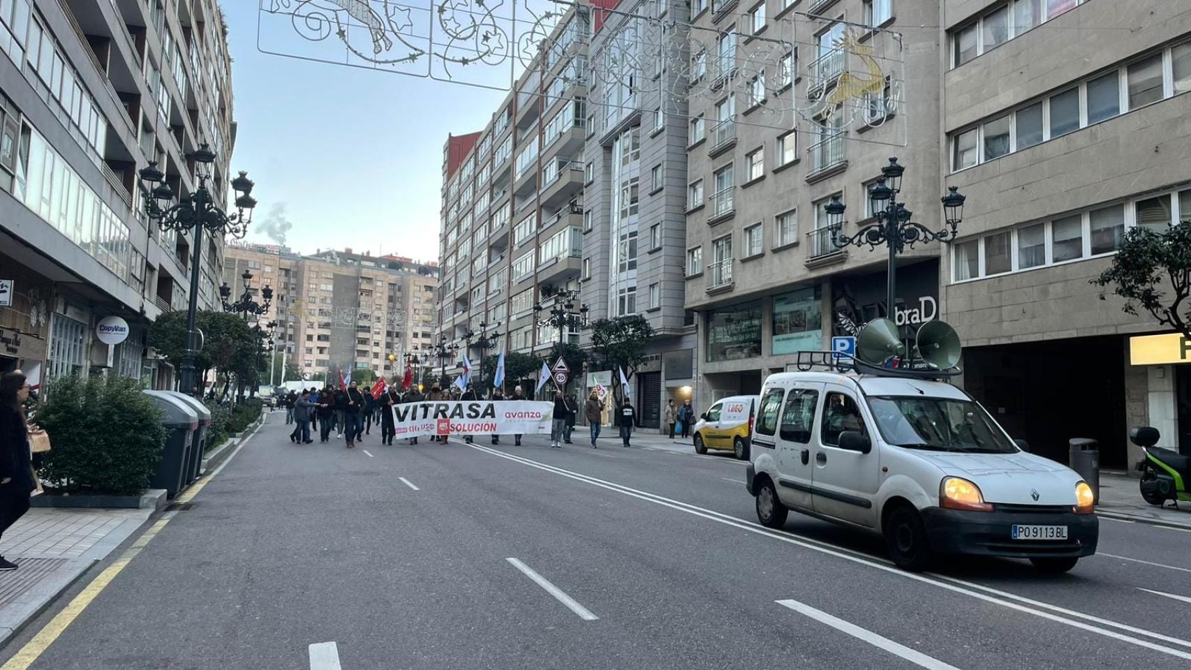 Manifestación de Vitrasa, a 18 de diciembre de 2023. Foto: Treintayseis