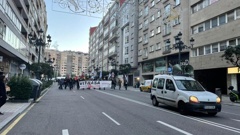 Manifestación de Vitrasa, a 18 de diciembre de 2023. Foto: Treintayseis