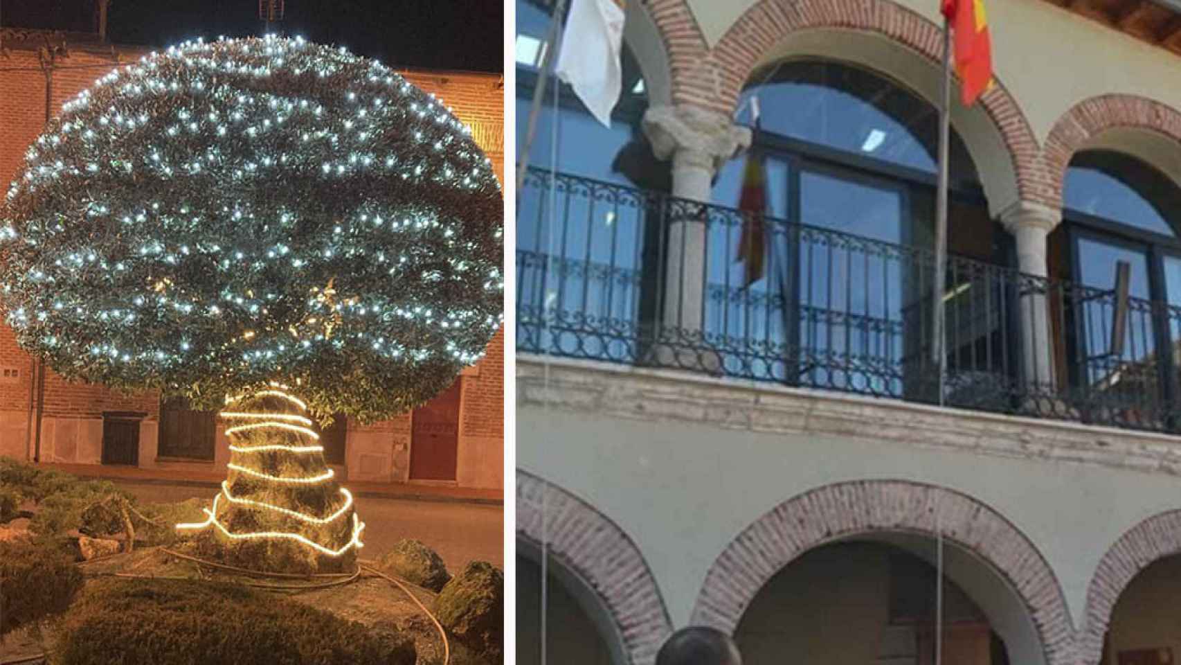 El árbol de Navidad y el Ayuntamiento de Olmedo