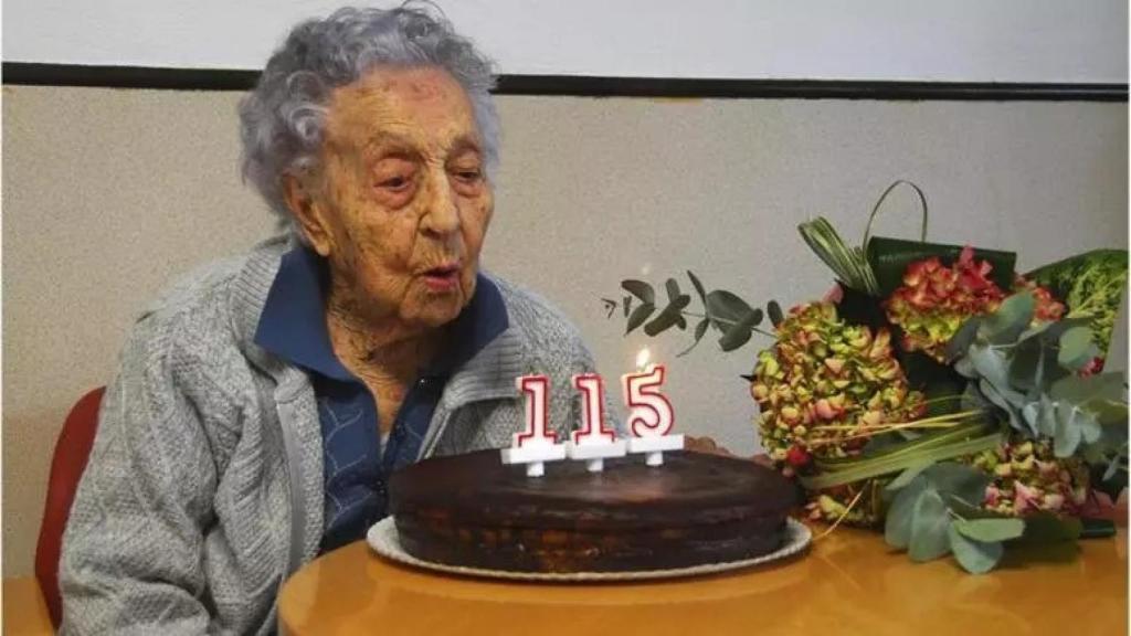 María Branyas durante su 115 cumpleaños. La persona más longeva de España falleció a los 117 este verano.