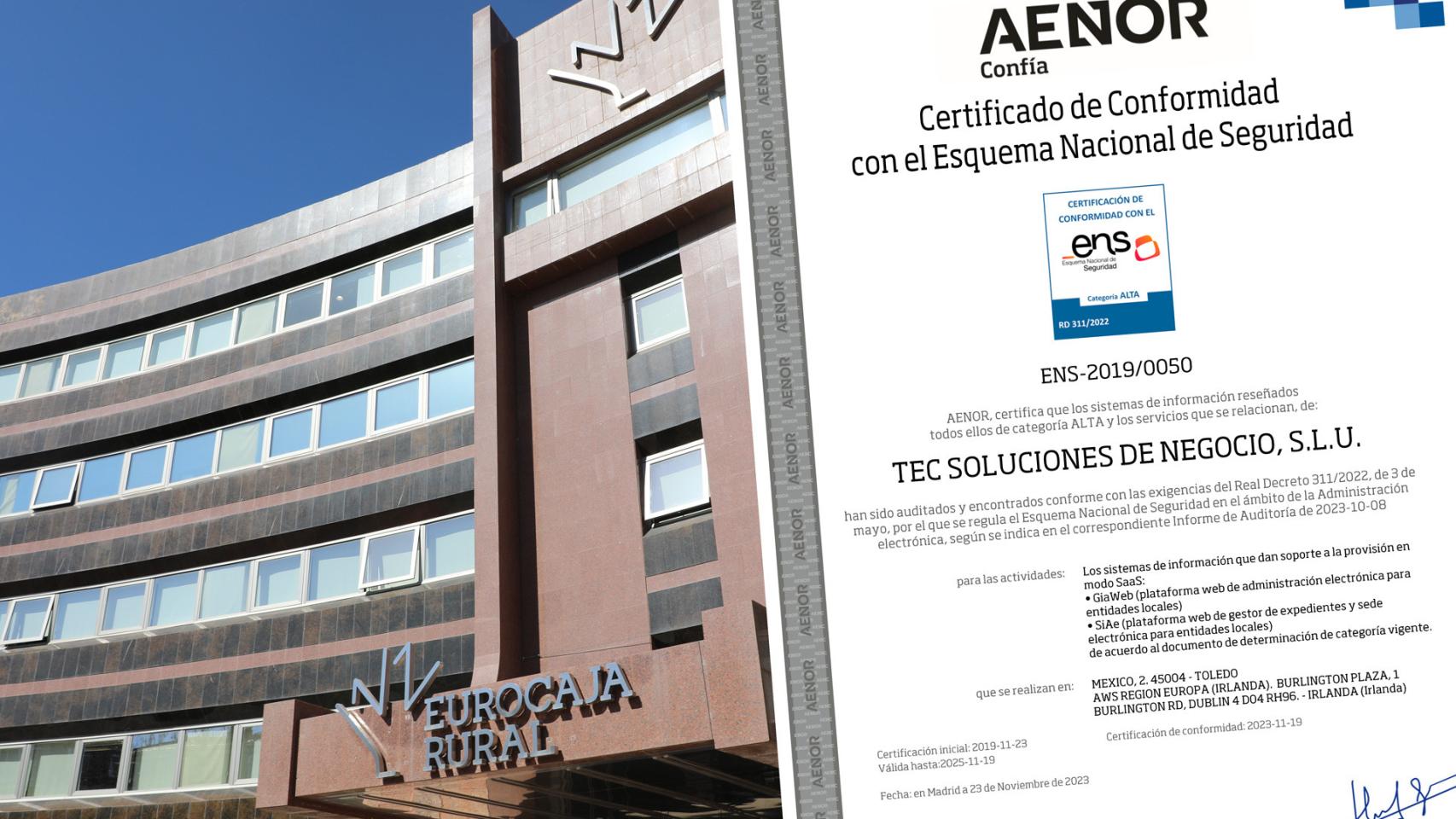 Certificación de Aenor para Eurocaja Rural