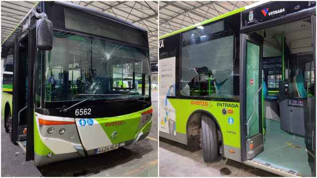 Estado de los autobuses tras los ataques.