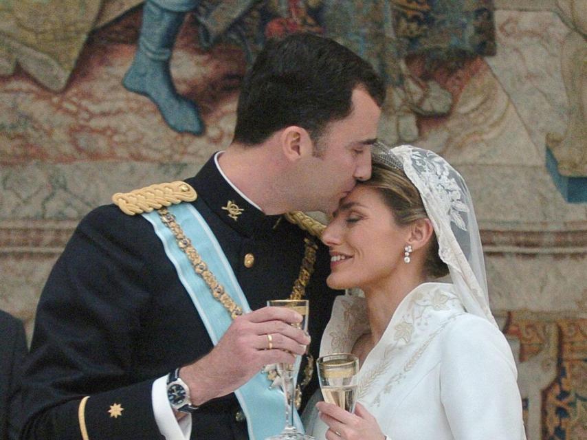 Felipe y Letizia en el convite de su boda, el 22 de mayo de 2004.