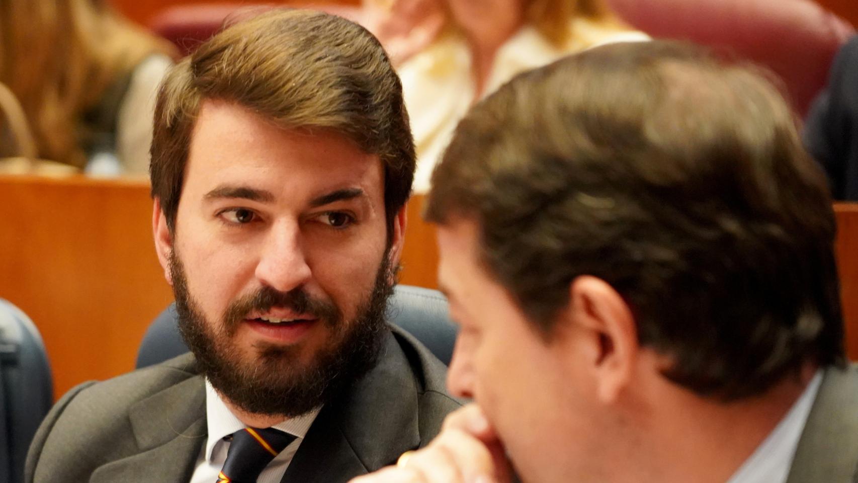 El vicepresidente de la Junta, Juan García-Gallardo, en el pleno de las Cortes de este martes.