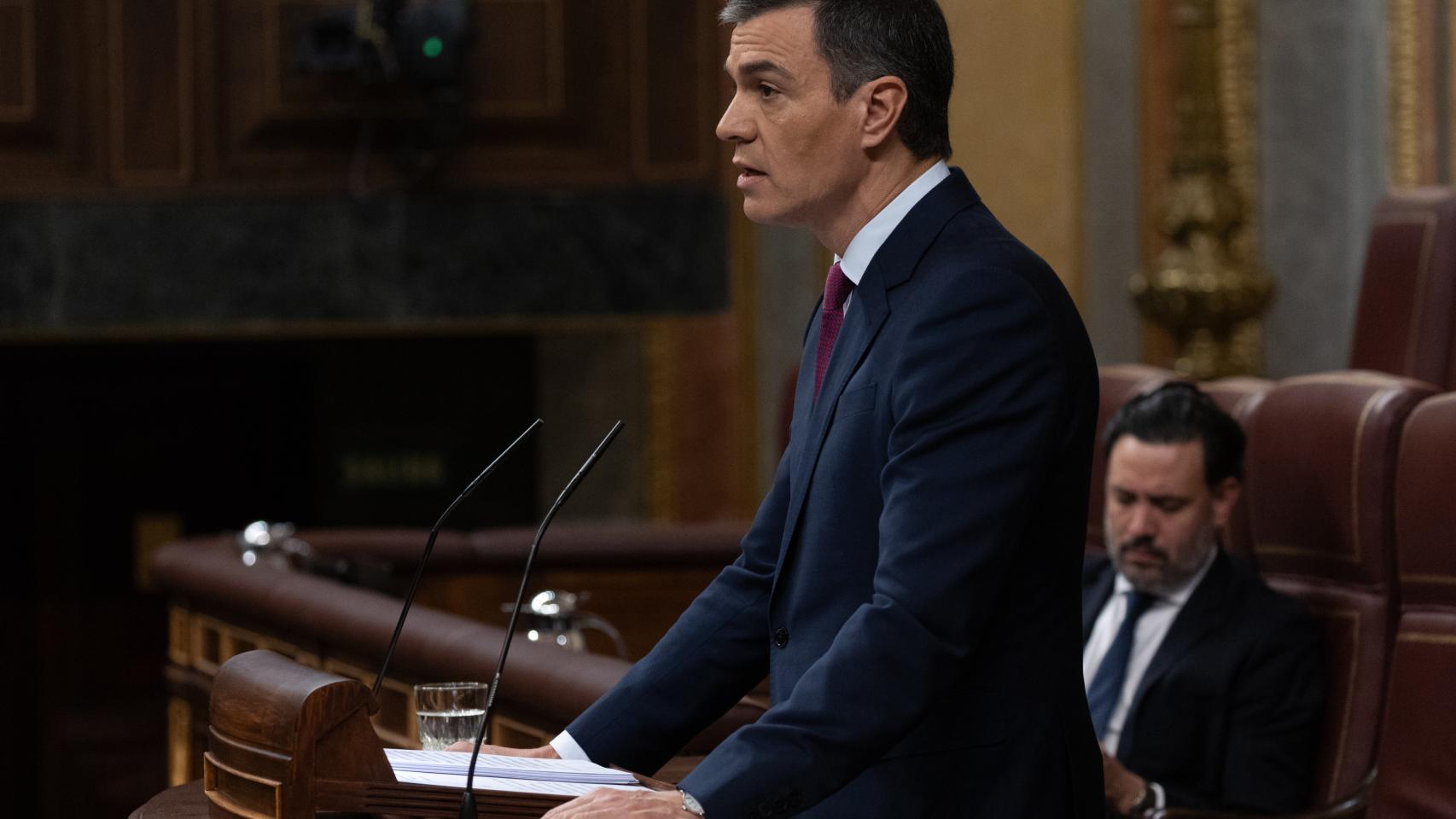 El presidente del Gobierno, Pedro Sánchez, este miércoles en el Congreso.