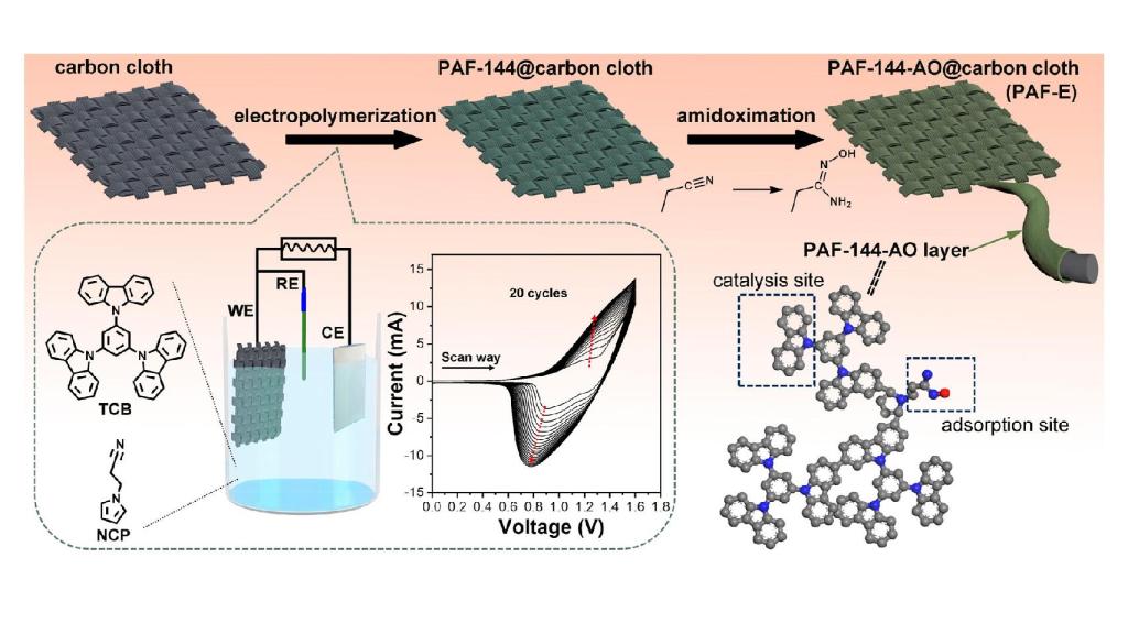 Diagrama del funcionamiento de la tela flexible para capturar uranio