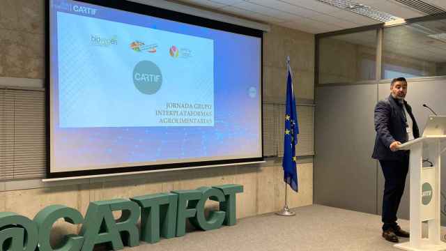 El subdirector general de Cartif, Sergio Sanz Hernando, en la jornada del grupo interplataformas agroalimentarias