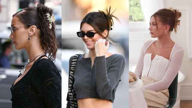 Bella Hadid, Kendall Jenner y Hailey Bieber con peinados de pinzas.