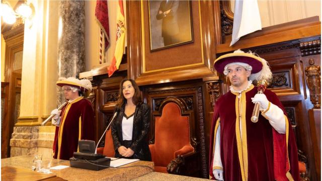 Inés Rey durante la recepción de Navidad