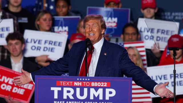 Donald Trump, durante el mitin de New Hampshire.