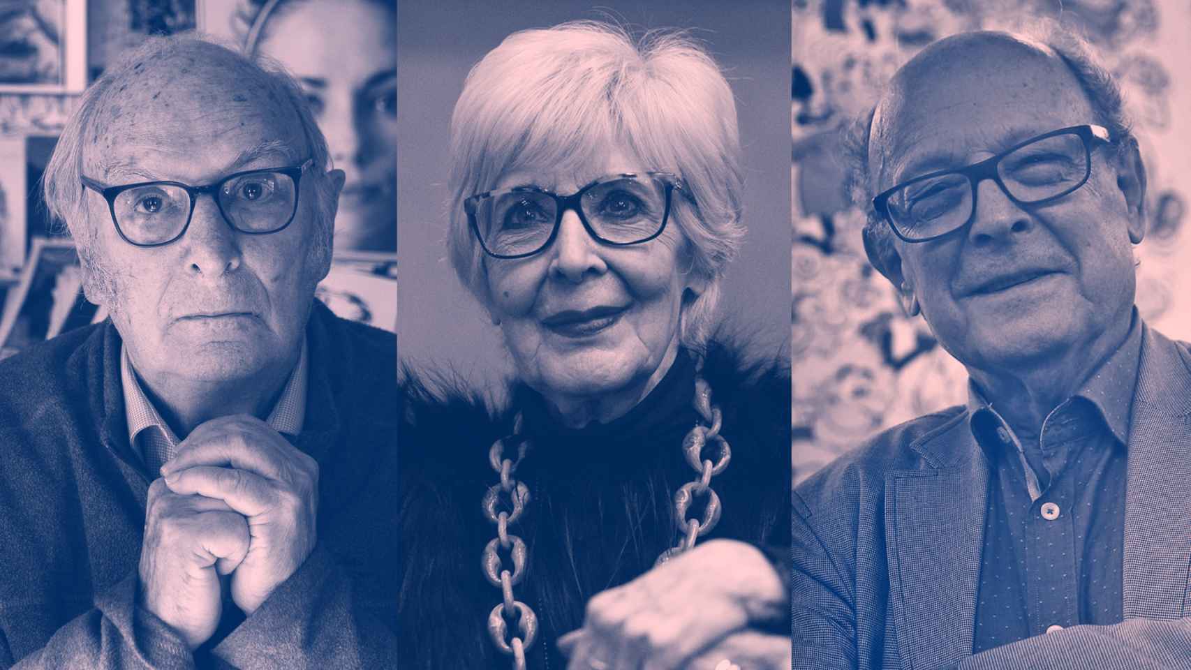 Carlos Saura, Concha Velasco y Francisco Ibáñez, tres de las personalidades de la cultura española que fallecieron en 2023.