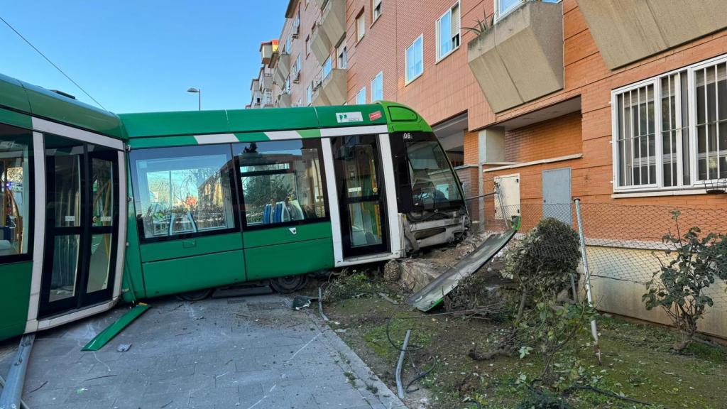 El tranvía accidentado en Parla.