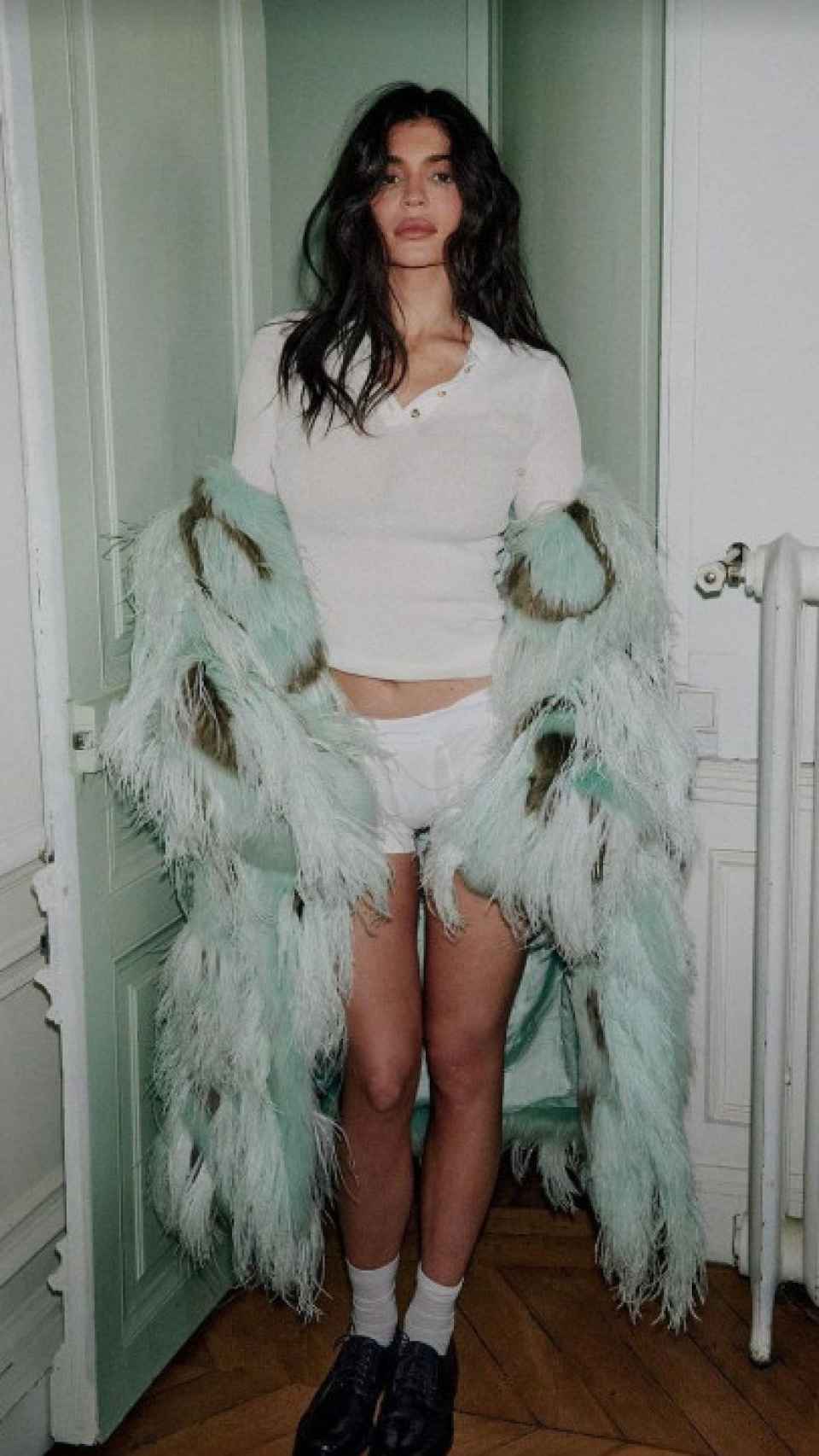 Kylie Jenner luciendo sus plumas en redes.