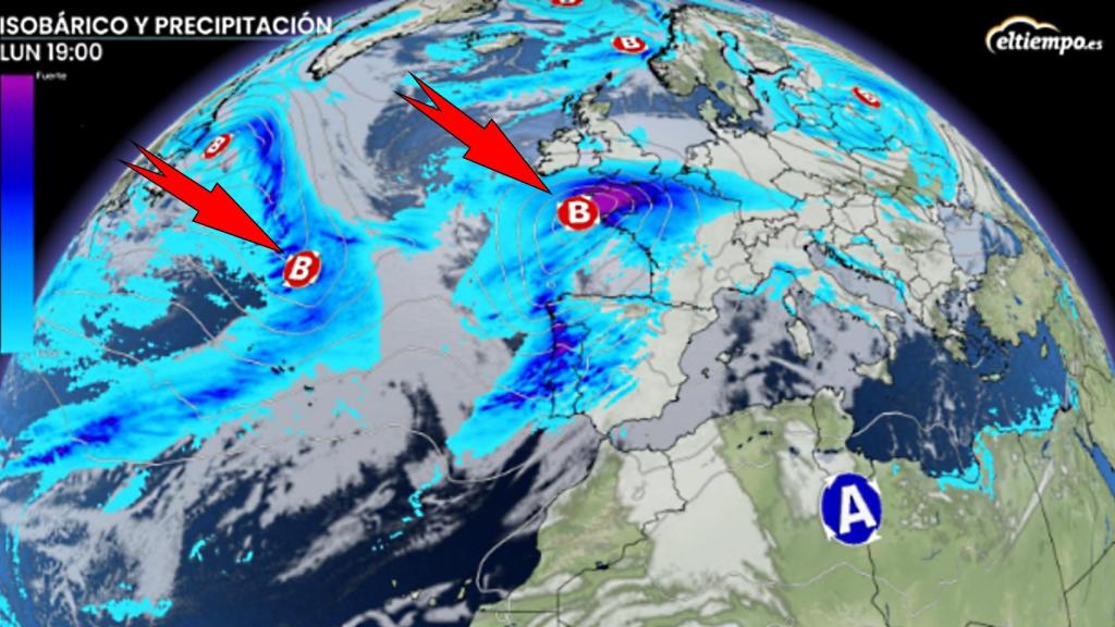 Las borrascas atlánticas que se aproximan a España por Nochevieja