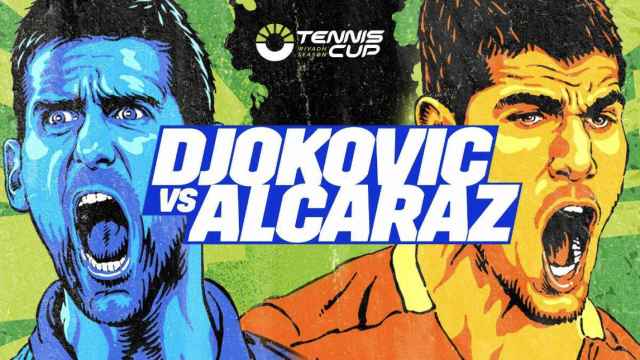 Cartel promocional del partido entre Novak Djokovic y Carlos Alcaraz en Riad