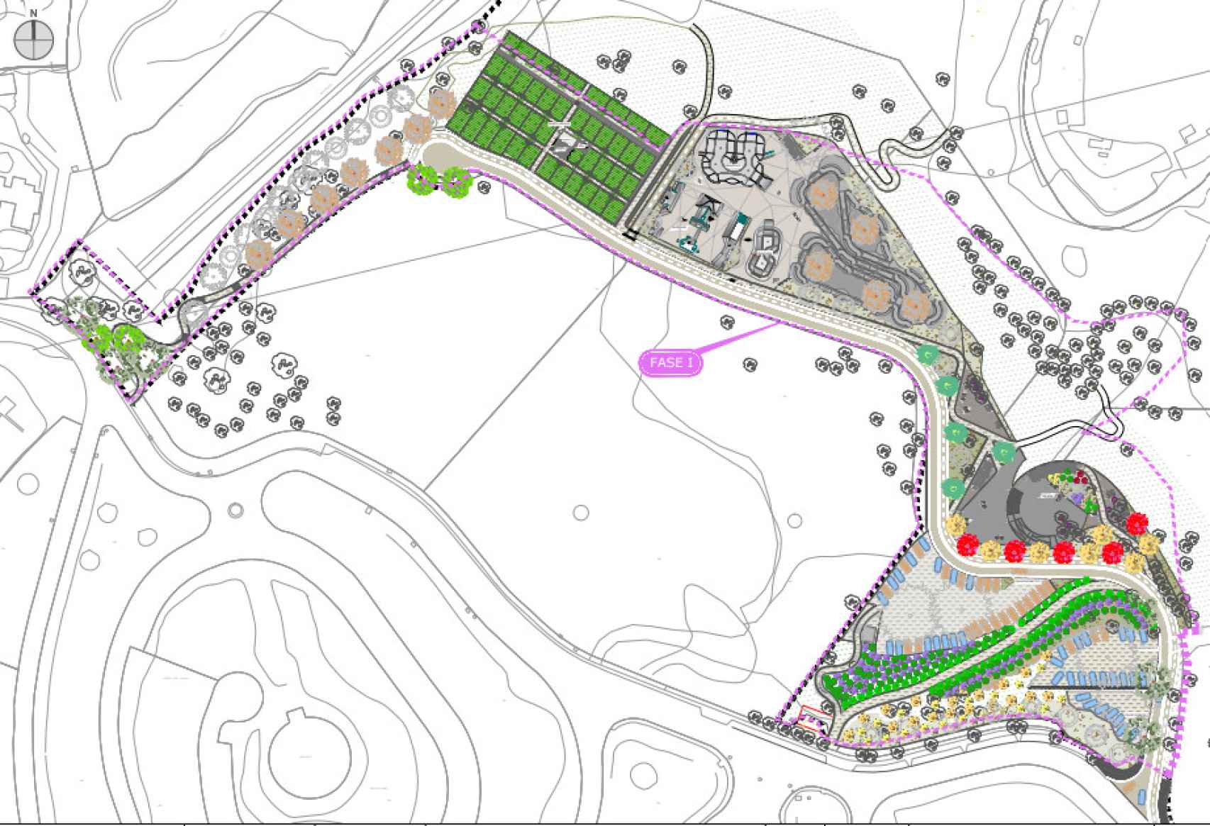 Diseño de la fase 1 del futuro parque.
