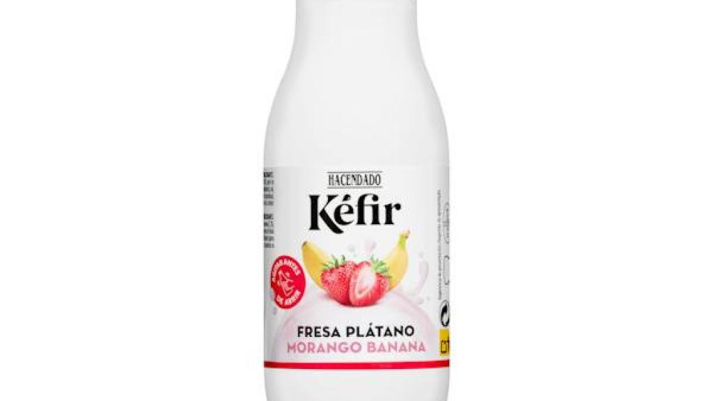 Bebida Kéfir de fresa y plátano Hacendado.