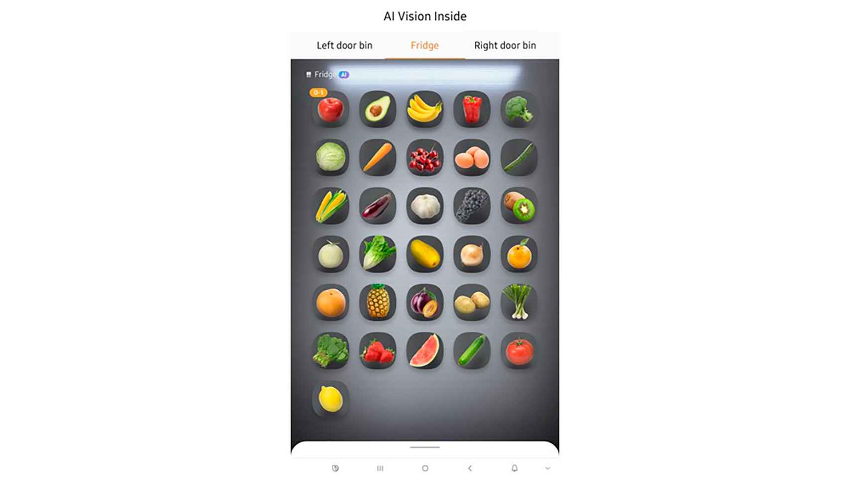 El AI Family Hub usa AI Vision para el reconocimiento de los alimentos en el frigorífico