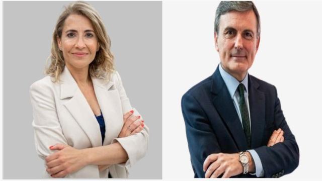 La exministra de Transportes, Raquel Sánchez, y el expresidente de Paradores, Pedro Saura