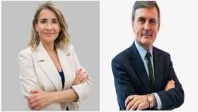 La exministra de Transportes, Raquel Sánchez, y el expresidente de Paradores, Pedro Saura