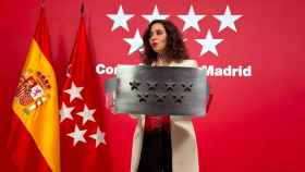 Isabel Díaz Ayuso, presidenta de la Comunidad de Madrid, durante la rueda de prensa de este miércoles.
