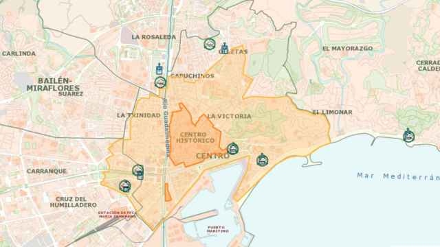 Mapa de la futura Zona de Bajas Emisiones de Málaga.