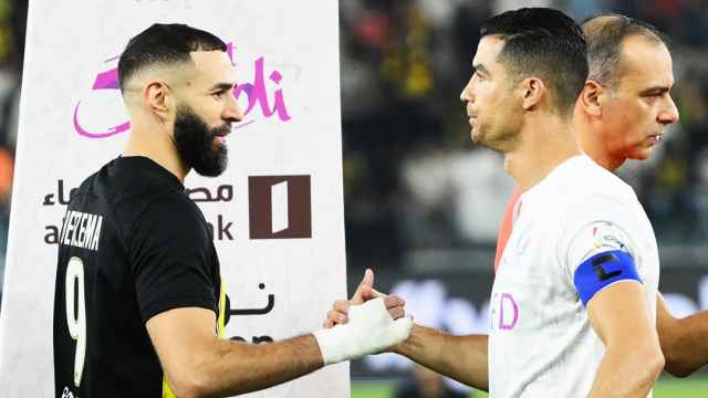 Benzema y Cristiano Ronaldo, durante un partido en Arabia Saudí