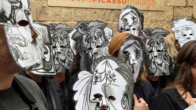 Imagen de los trabajadores del museo Picasso durante una de las protestas.