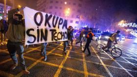 Manifestación del colectivo okupa en el centro de Barcelona.