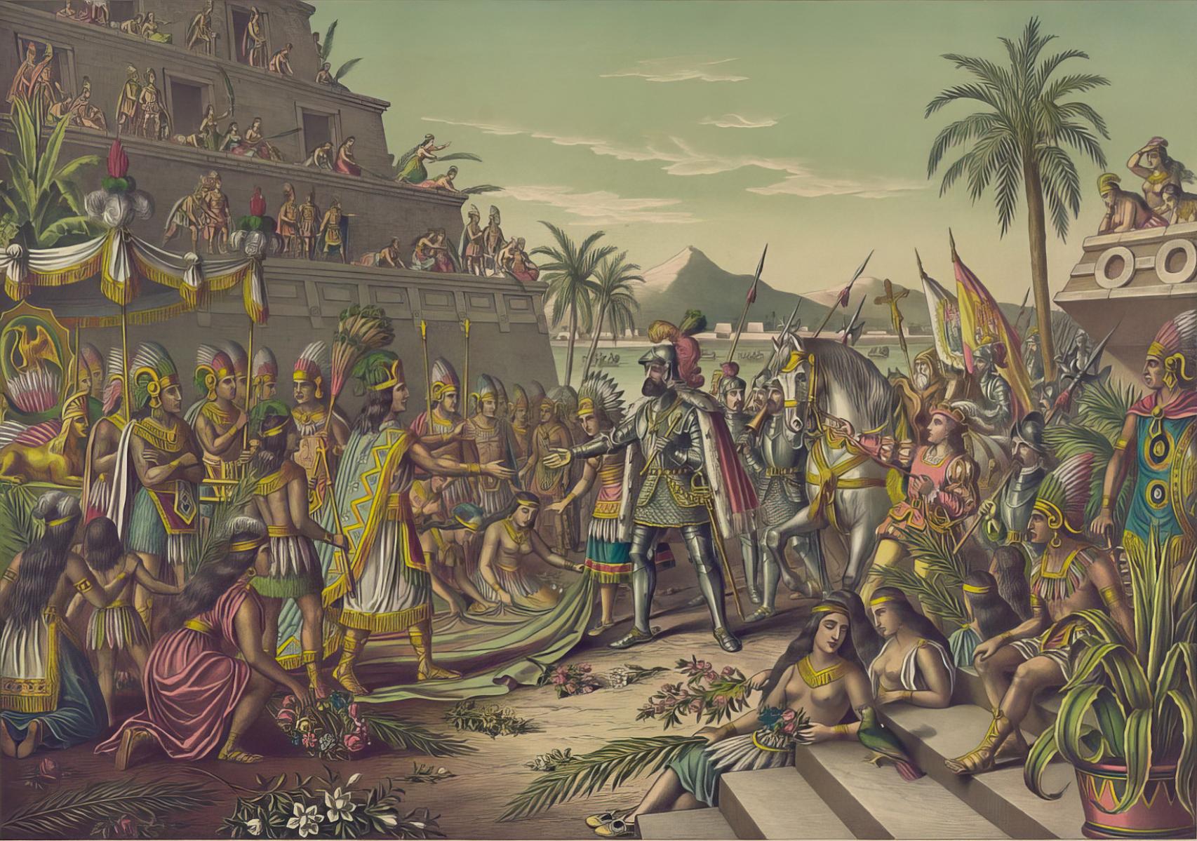 Encuentro entre Moctezuma y Hernán Cortes.