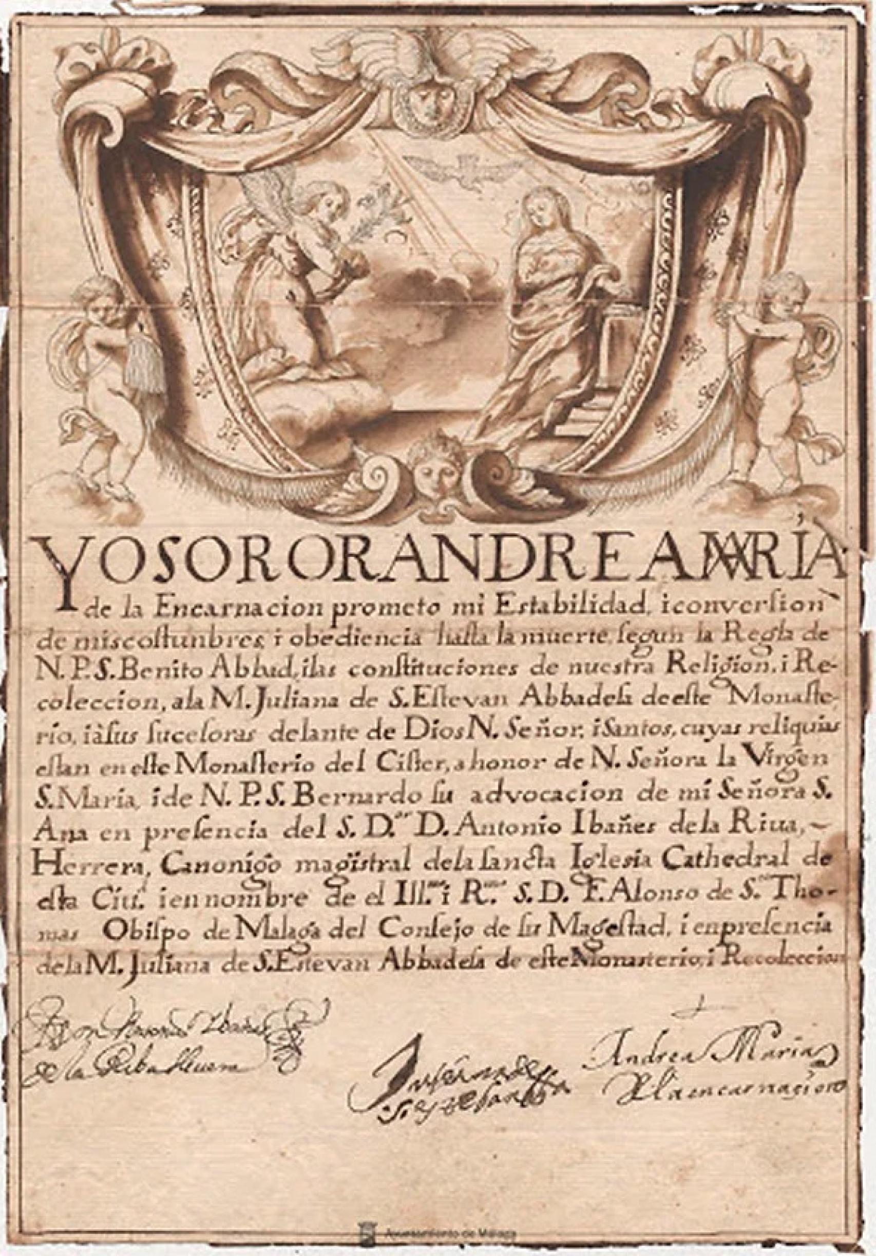 Cartas de profesión de Andrea y Claudia.