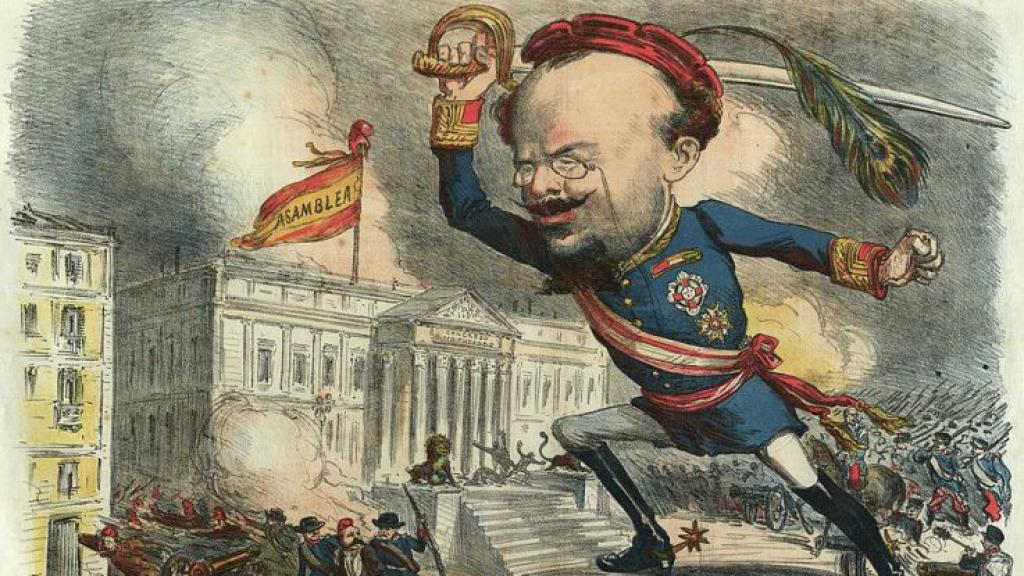 Ilustración de Pavía entrando en el Congreso, publicada en 'La Madeja Política'.